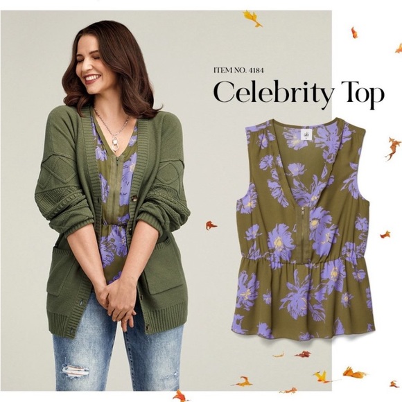 CAbi Tops - cabi NWT Celebrity Top, Pop Flower, MEDIUM, Fall 21